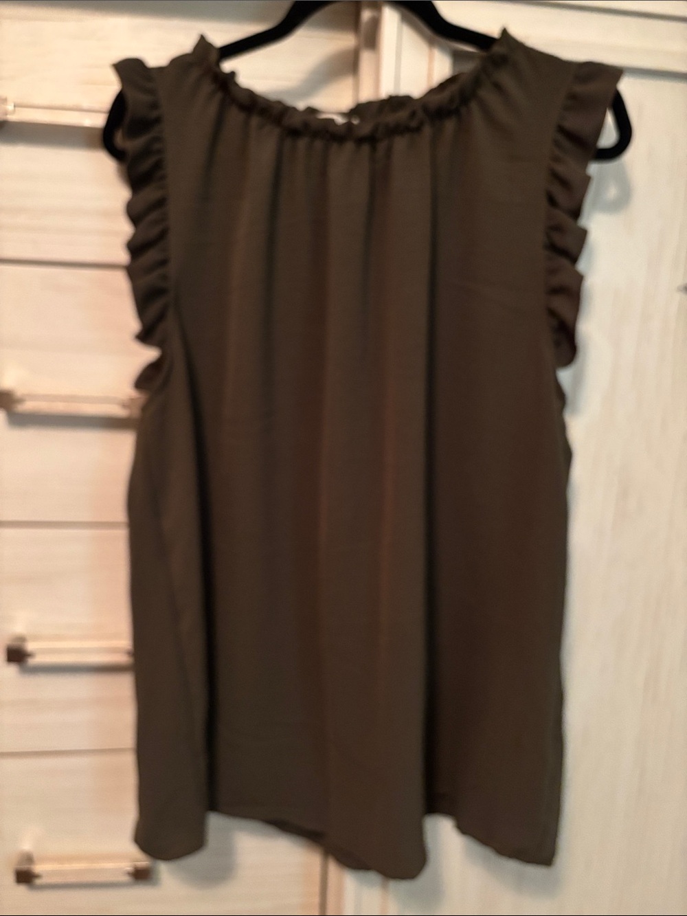 Ruffled Sleeve Olive Green Women’s Camisole